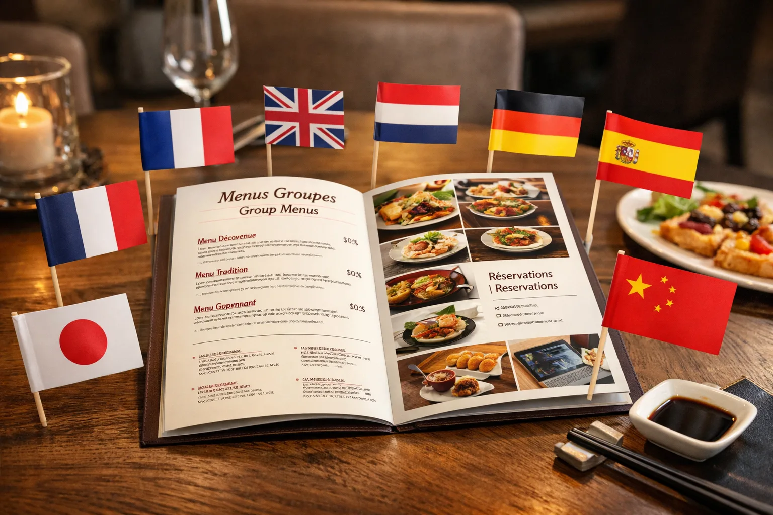 Création d’une brochure multilingue pour la promotion des menus groupes