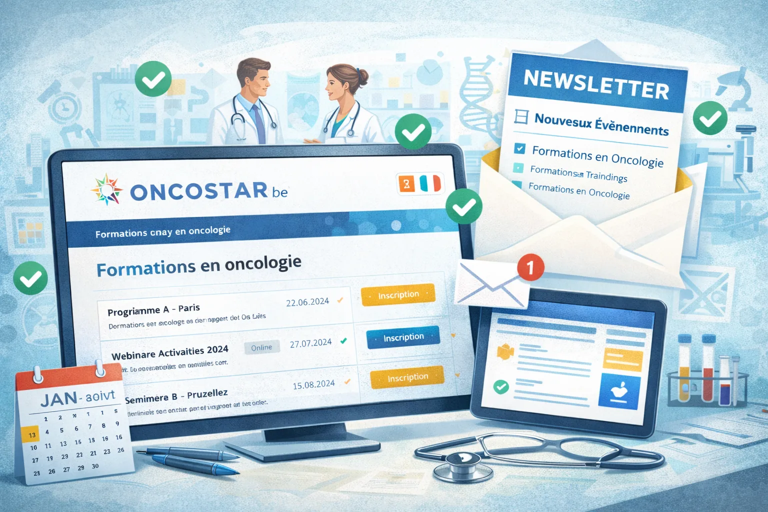 Mise en avant de formations et gestion de newsletter pour le portail oncostar